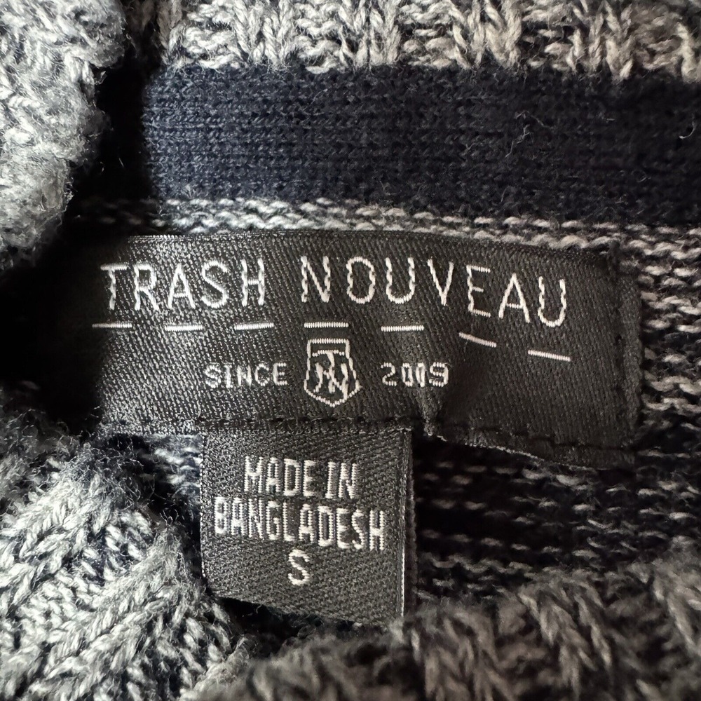Trash Nouveau Sweater Mens Small Zip‎ Cowl Neck Gray Marled Knit - Picture 2 of 12